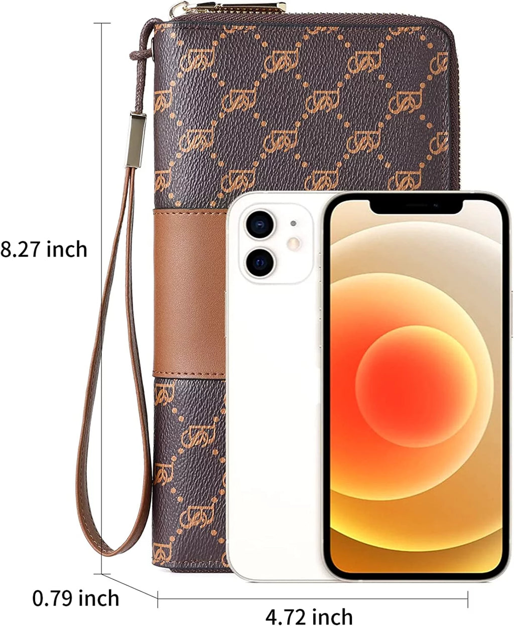 Leather Zip Around Credit Card Holder Wristlet Clutch W36656