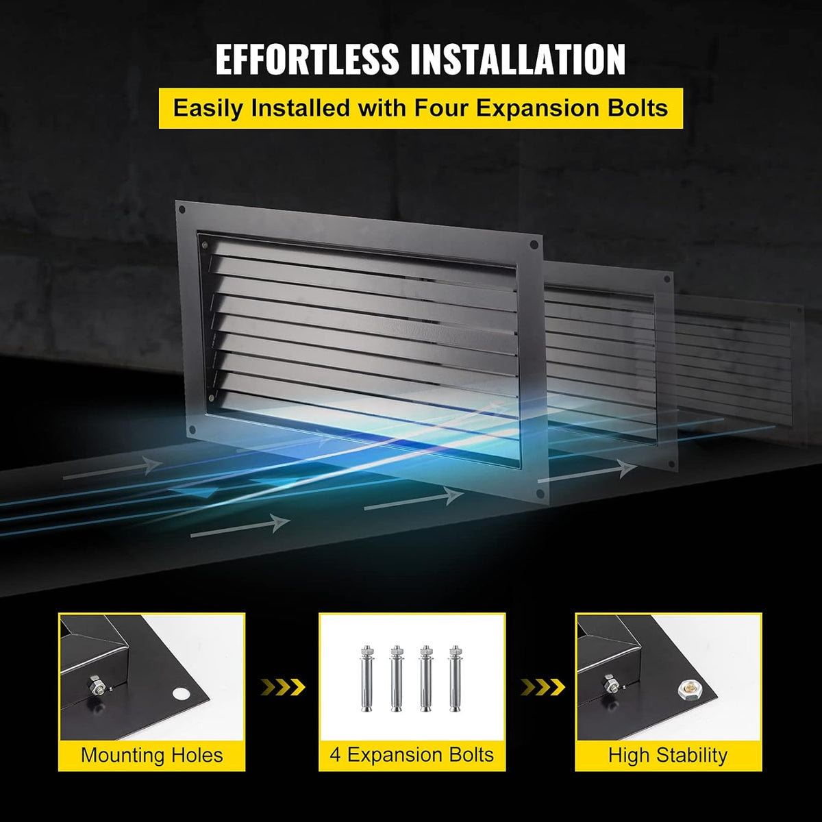 Black 8" x 16" Wall Mounted Flood Vent Q321075