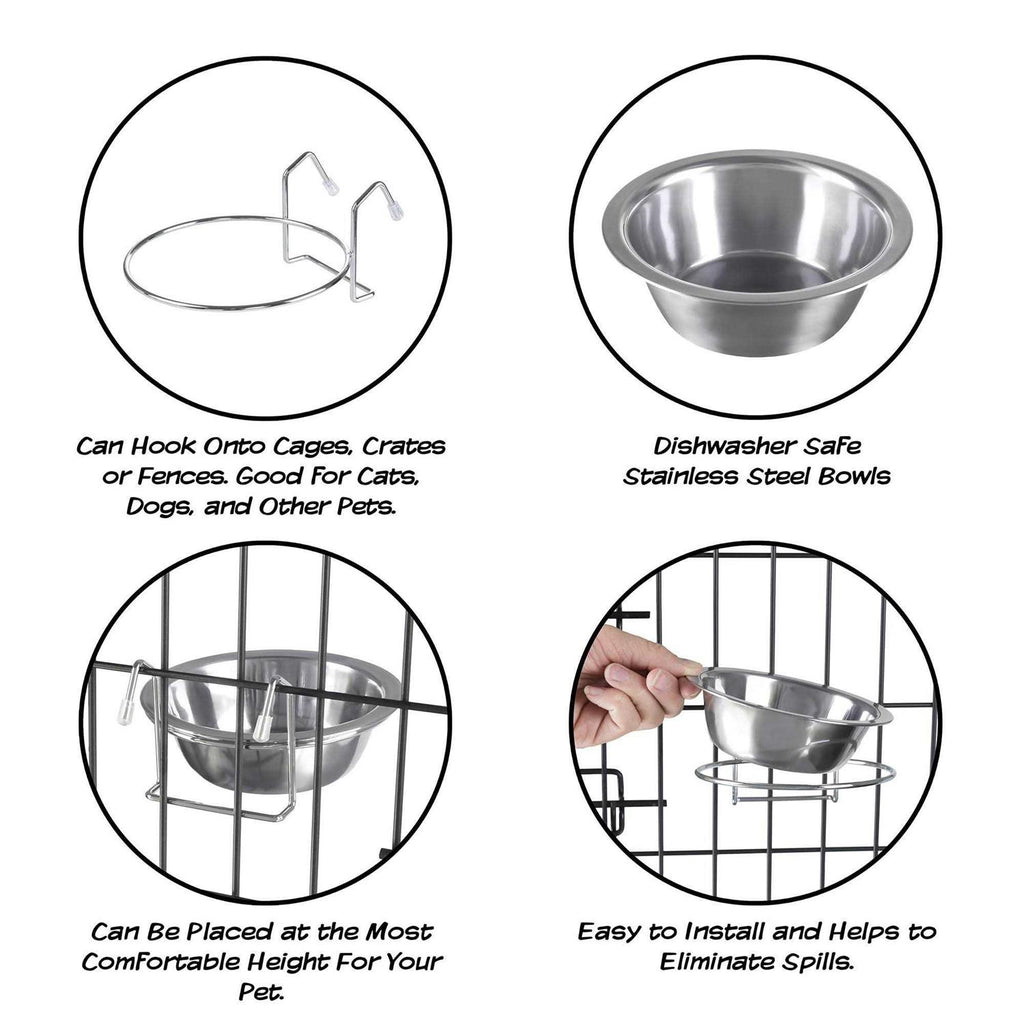 Set of 2 Stainless-Steel Hanging Pet Bowls R85137