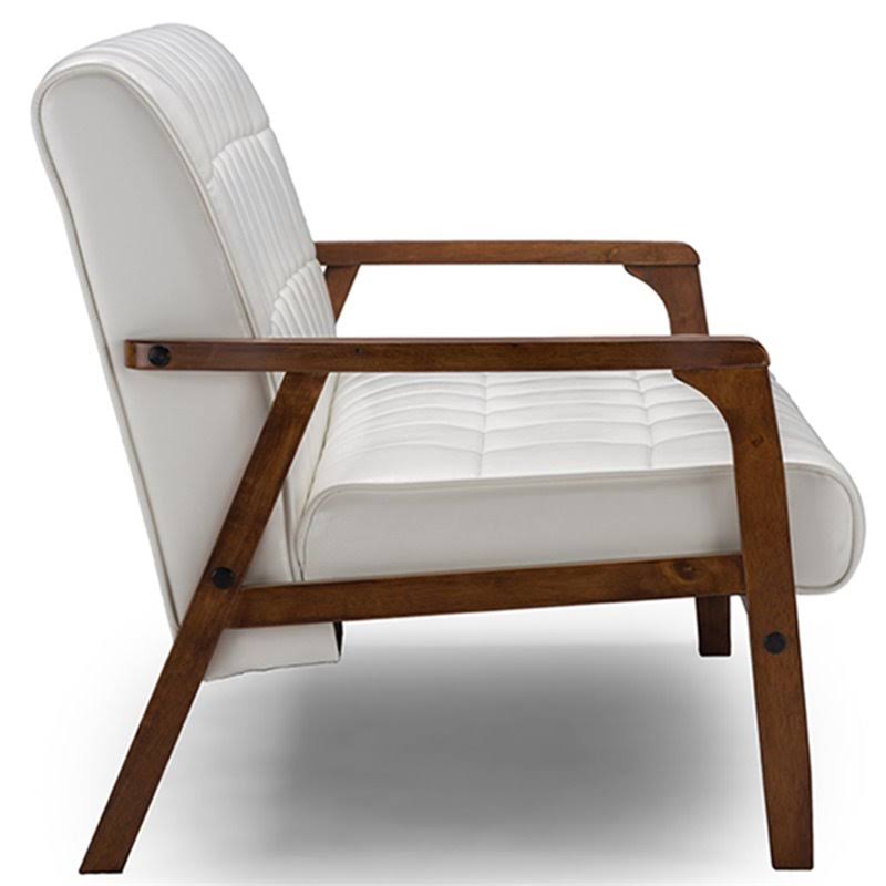 White Faux Leather Tufted Sofa S5909