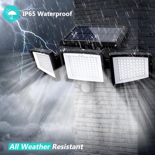 2500LM 210 LED Solar Motion Sensor Flood Lights IP65 Waterproof 3 Heads 2 Packs D63571