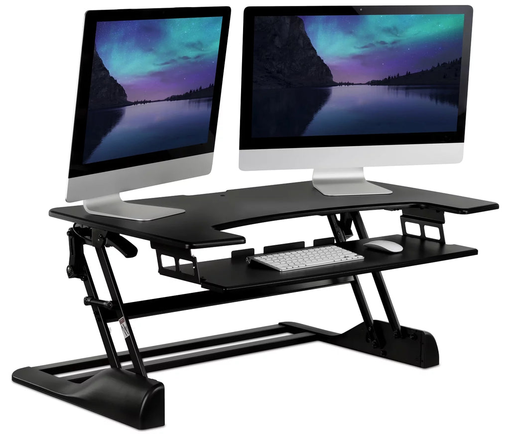 Extra Wide Height Adjustable Black Steel Standing Desk Converter V243