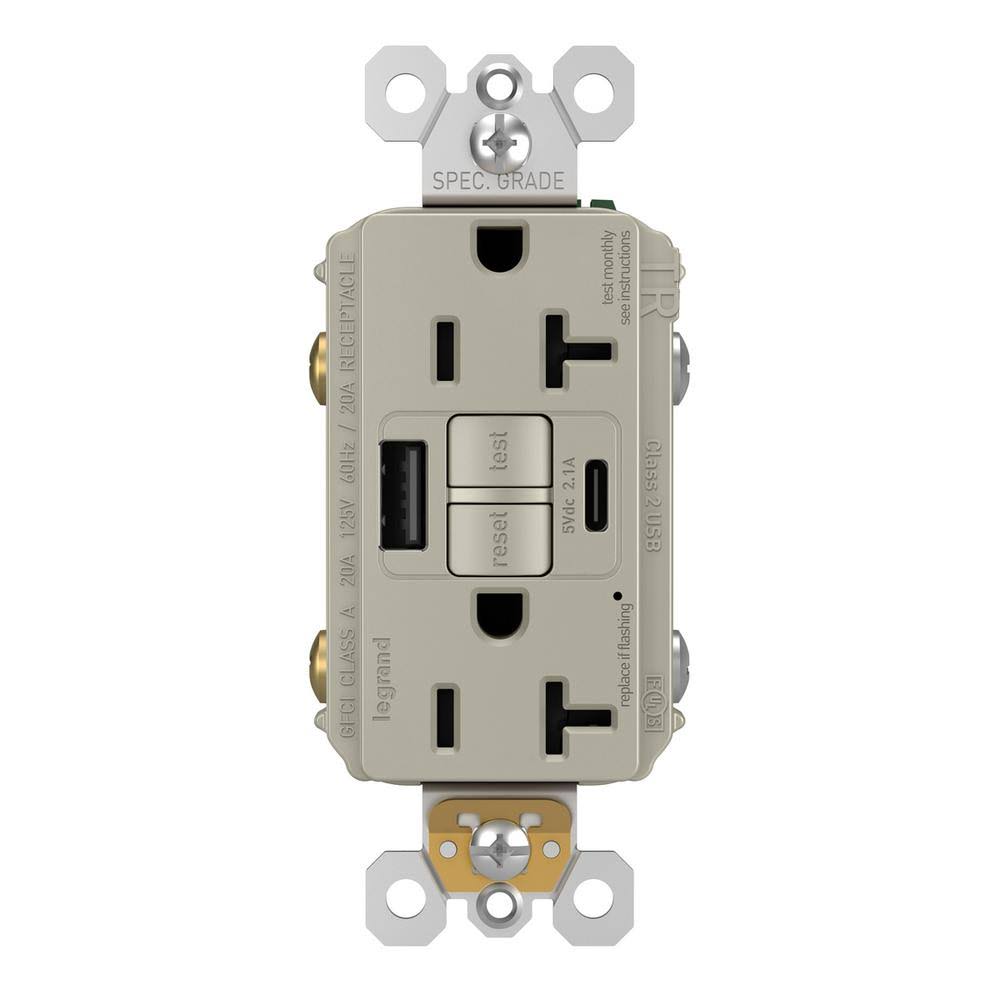 Silver GFCI Tamper Resistant Electrical Outlet W859034