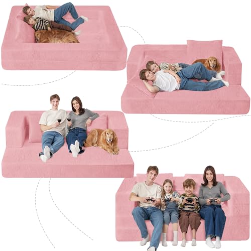 Faux Fur Convertible Bean Bag Sofa Bed with Pillow B234