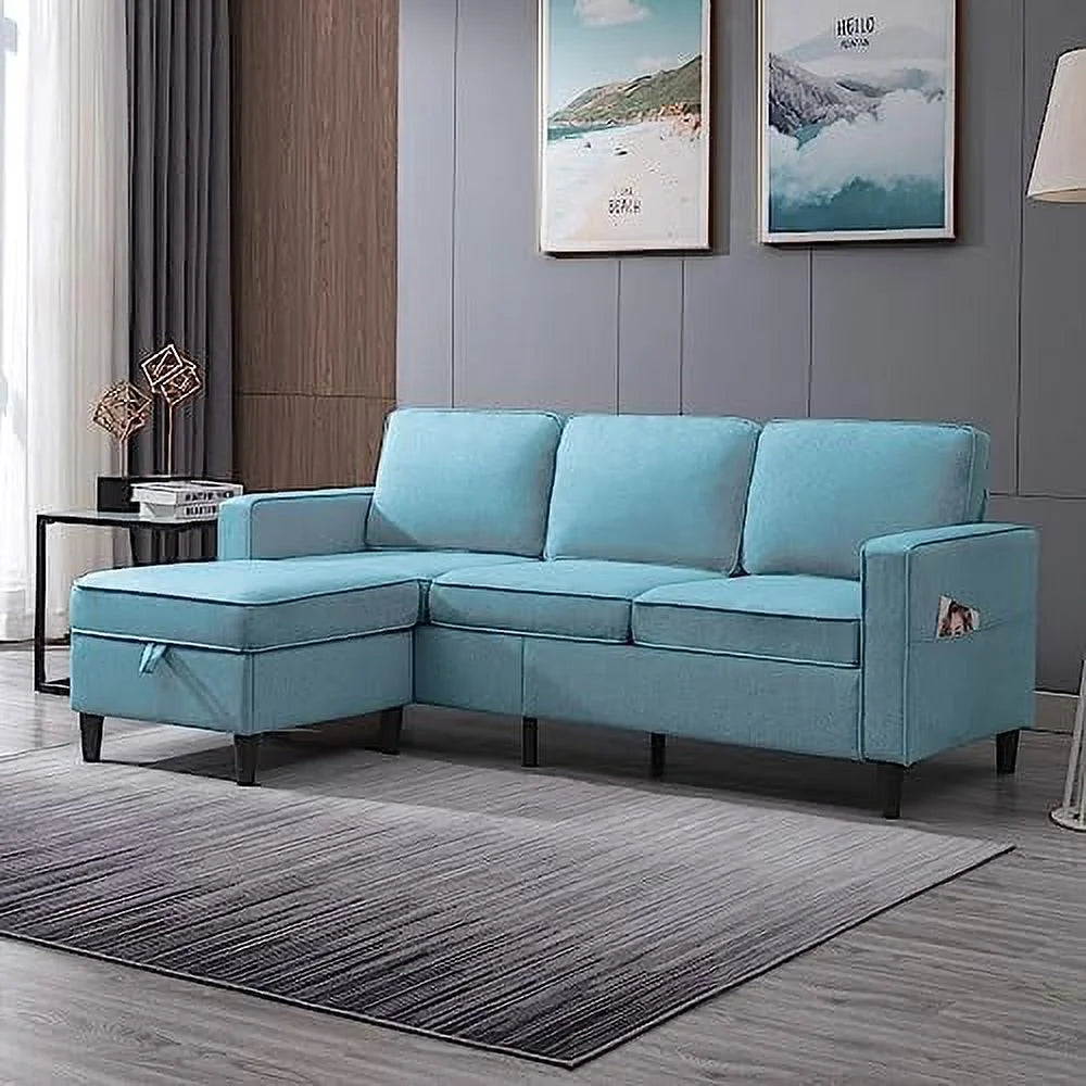 Convertible Sectional Sofa L Shaped Couch with Reversible Ottoman H415