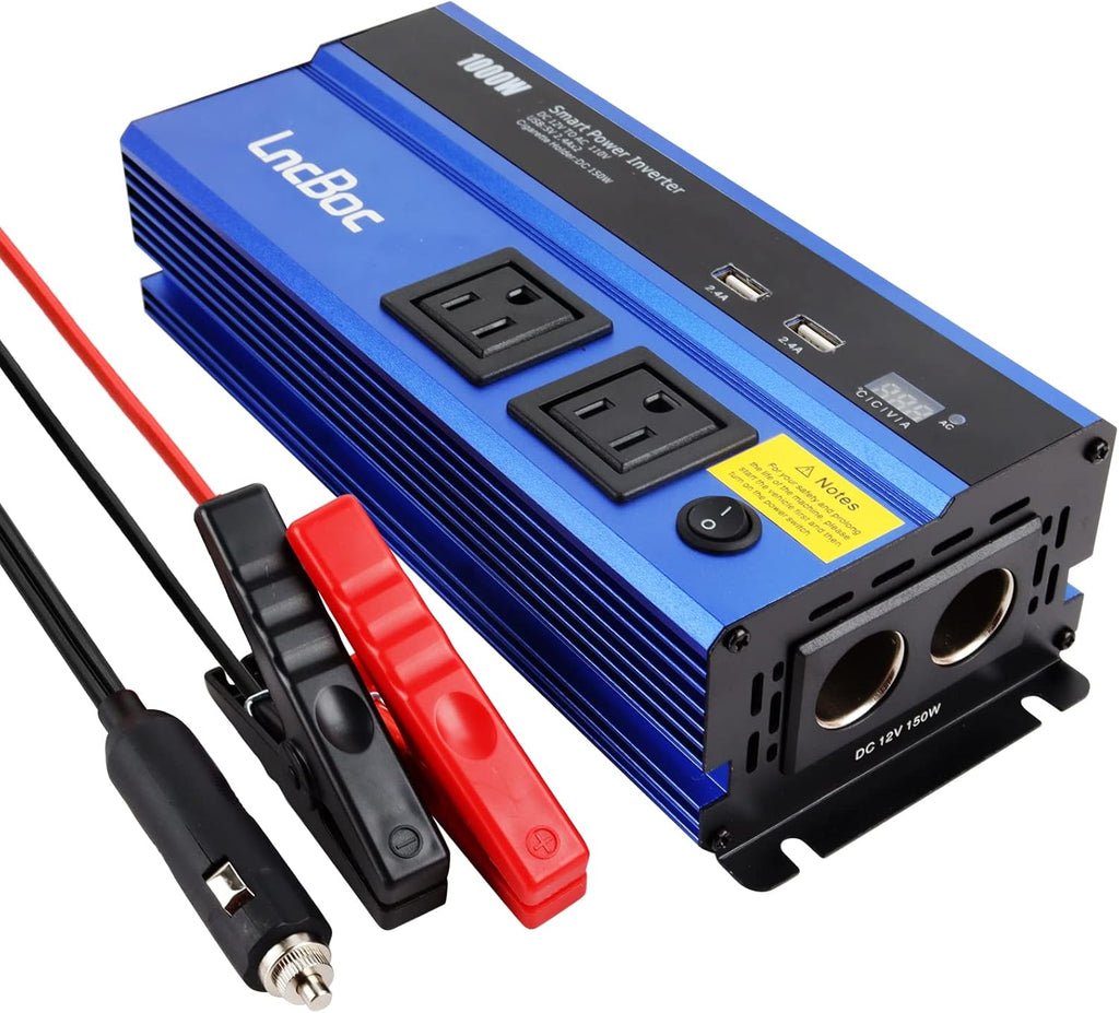 200W Car Power Inverter DC 12V&24V to 110V AC, Dual Cigarette Lighter, 4 AC Outlets and 3 USB Ports Pack of 2 O632