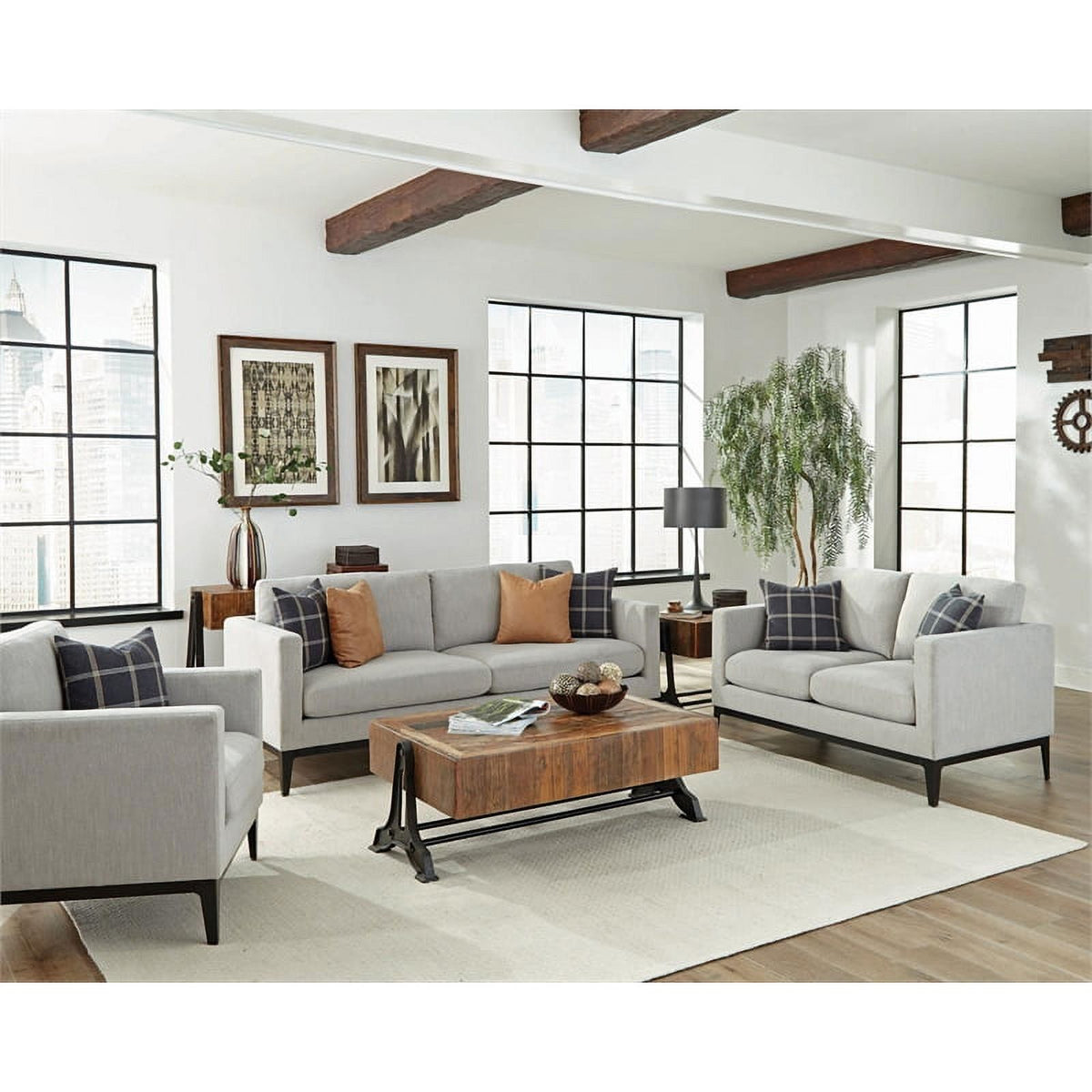 2-piece Fabric Living Room Set in Light Gray E53403