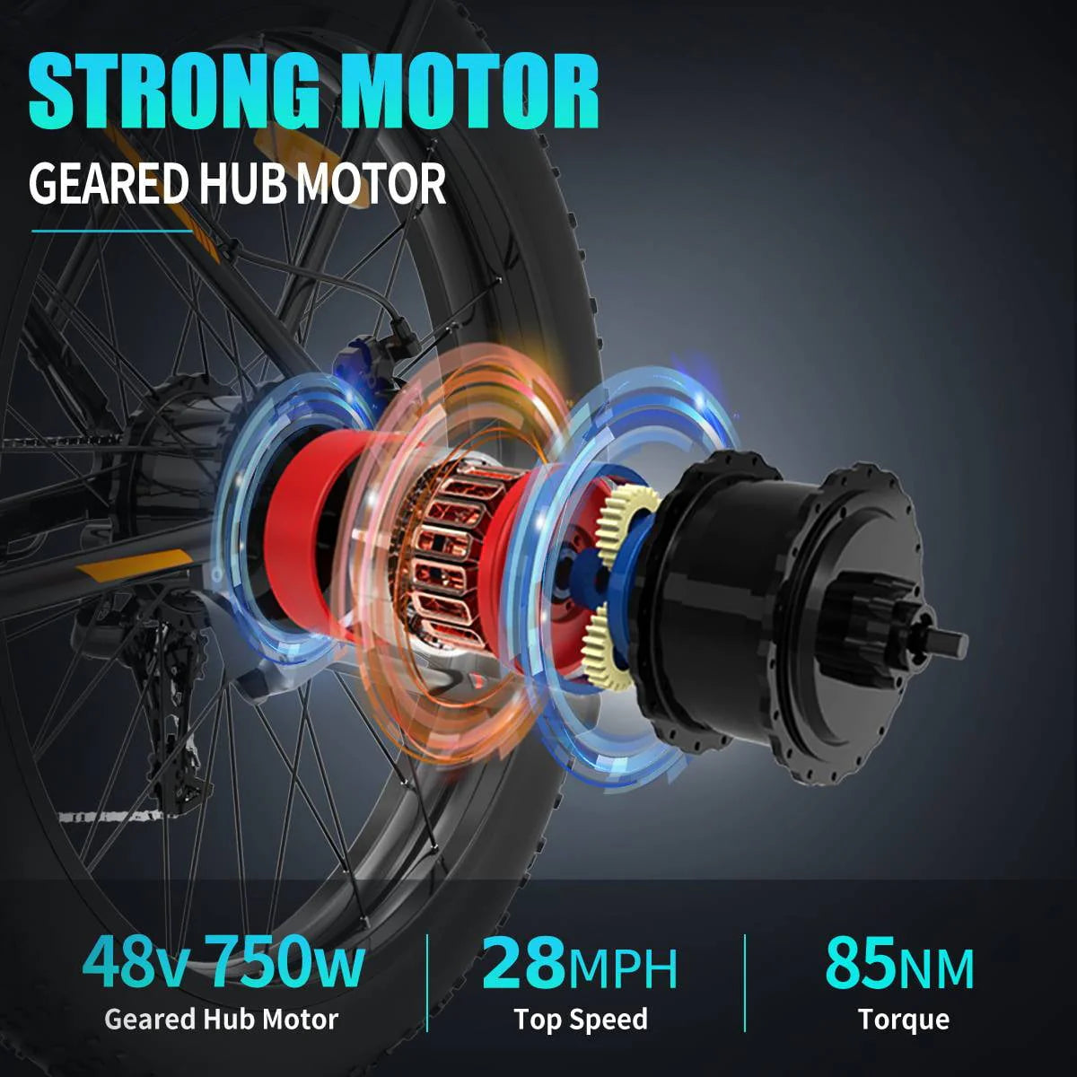 750W 48V 15Ah Fat Tire Electric Mountain Bike W64988