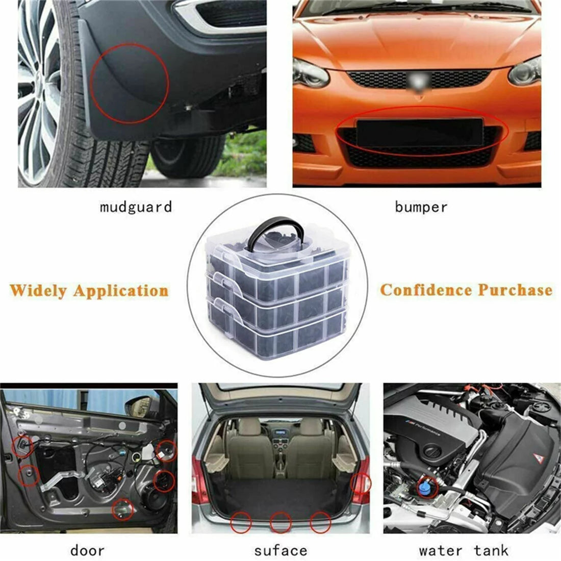 721 Pcs Plastic Car Retainer Clips with Fastener Remover C583897