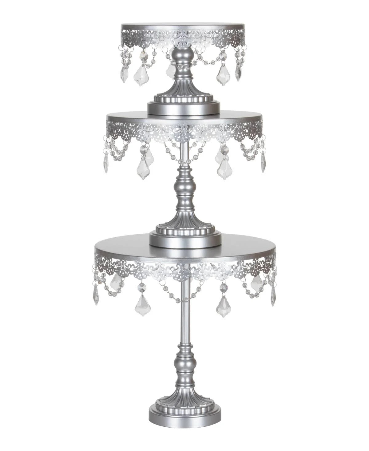 3-Piece Crystal Cake Stand Set Gold Stainless Steel G8642