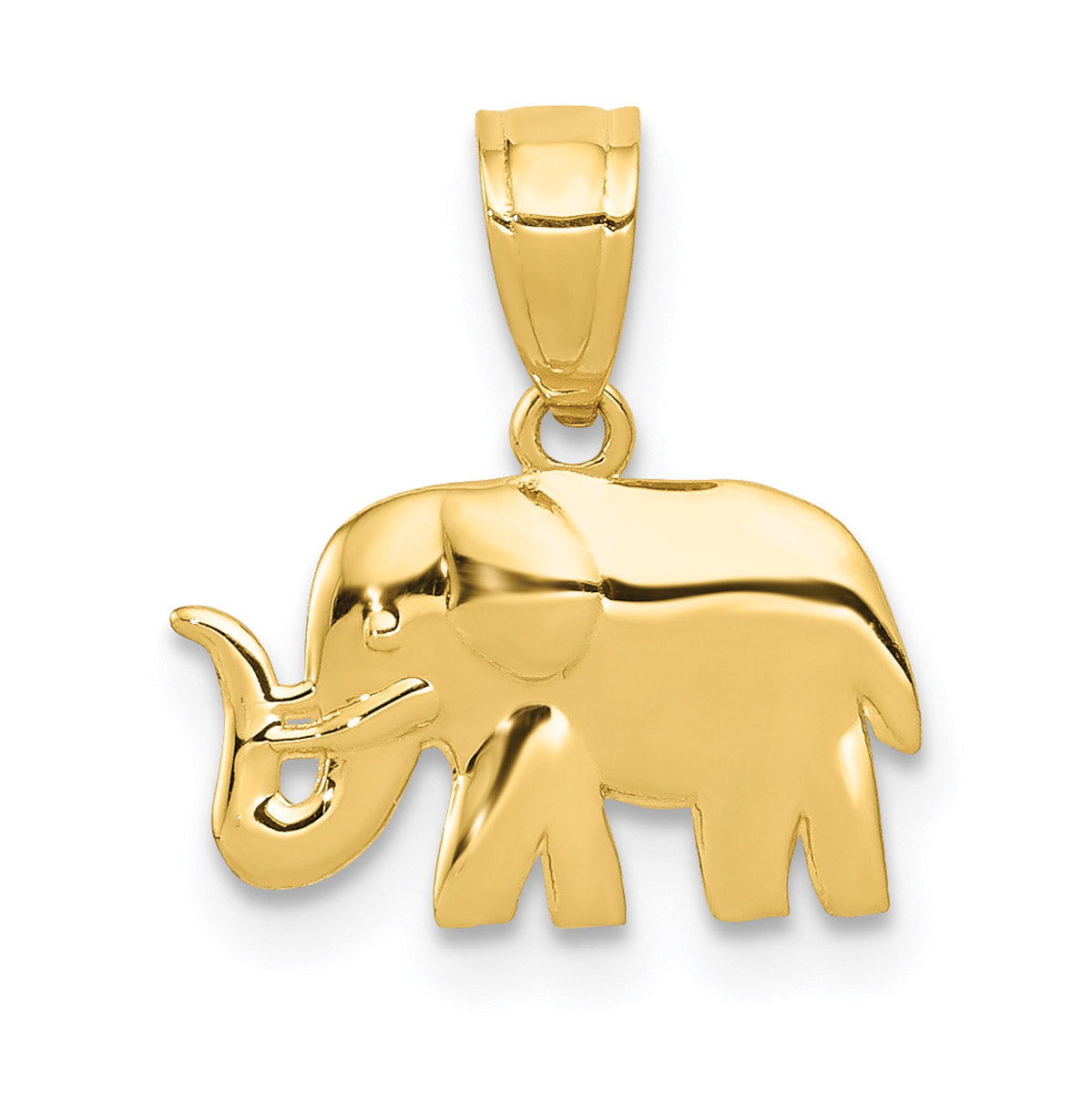 10K Yellow Gold Elephant Pendant Charm with Rope Chain Necklace 20'' E4960