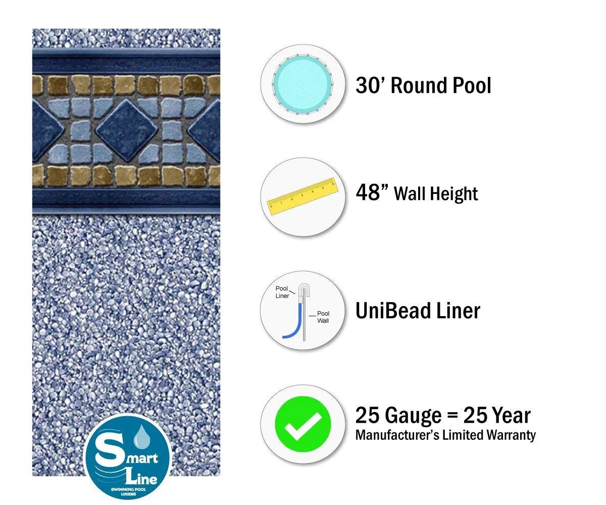 30' Round Unibead Pool Liner 48" Height 25 Gauge X566060