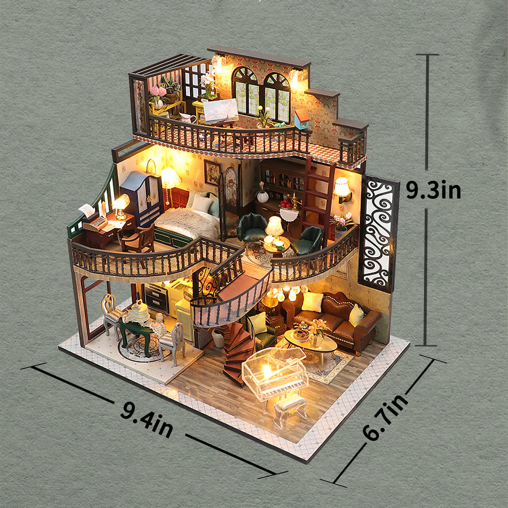 Dream Building Pavilion Dollhouse Miniature DIY House Kit with Furniture O99494