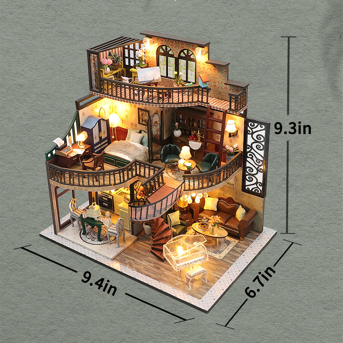 Dream Building Pavilion Dollhouse Miniature DIY House Kit with Furniture O99494
