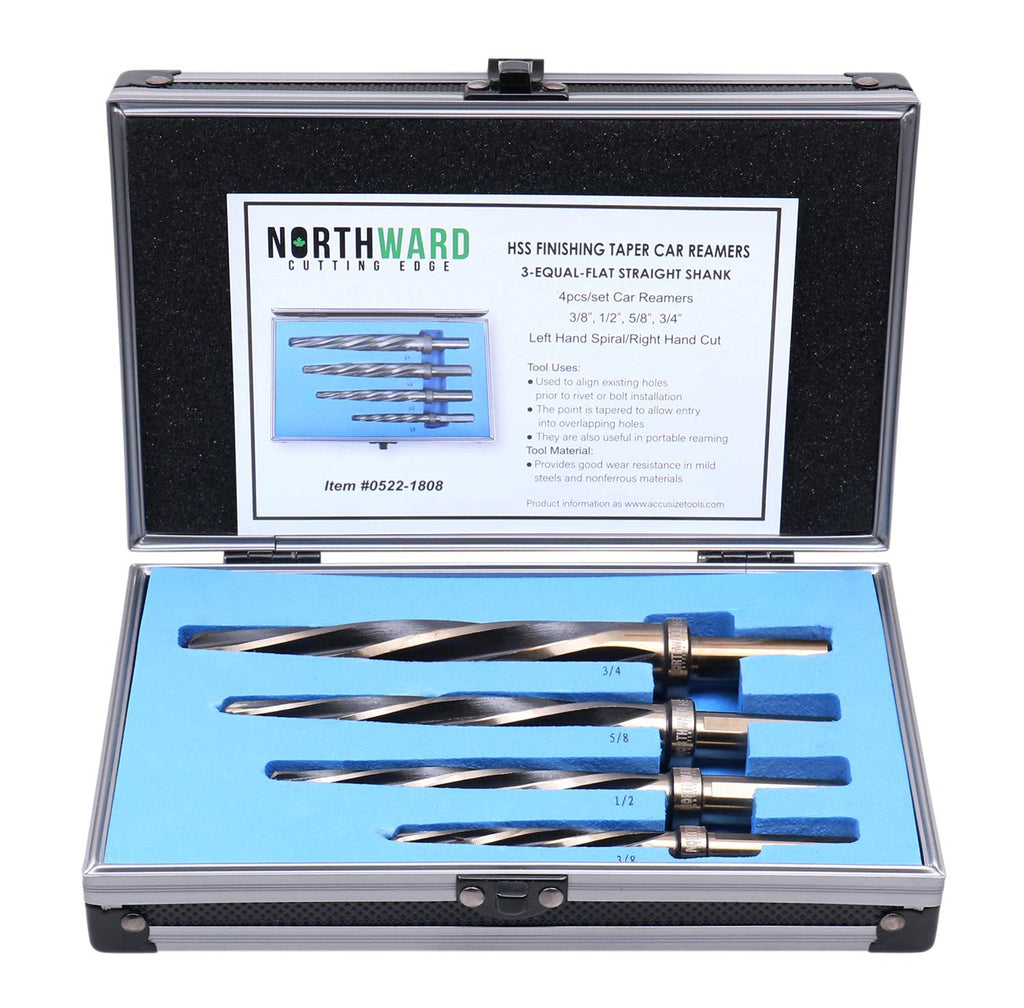 5 Pc H.S.S. Spiral Flute Car Reamer Set with Aluminum Case U552016