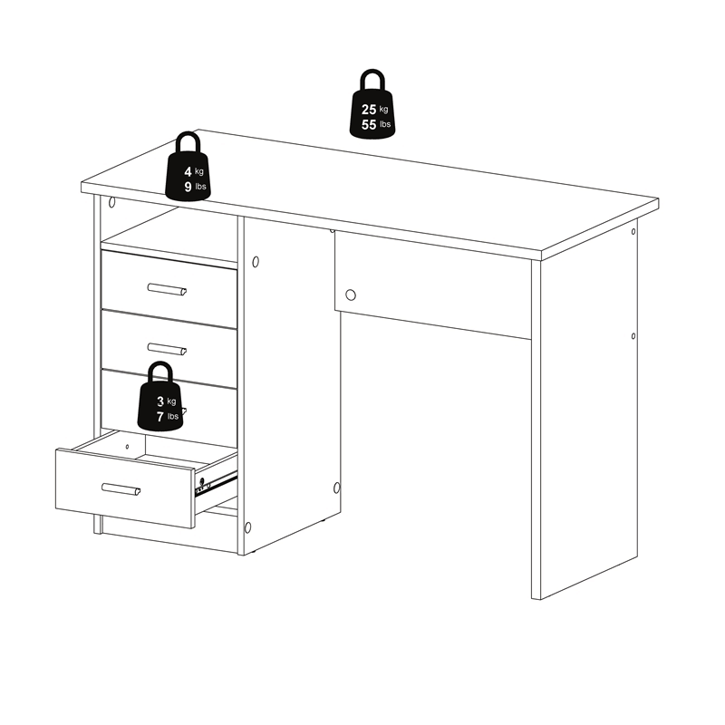 White Wooden Writing Desk Set I17917