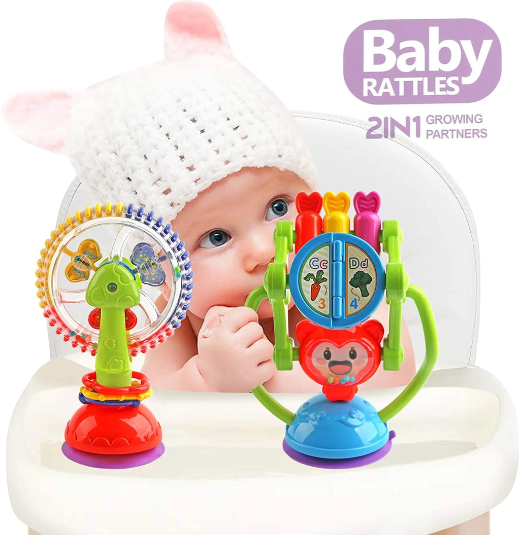 Baby Rattle Toys with Suction Cup Grab Shaker and Spin M990