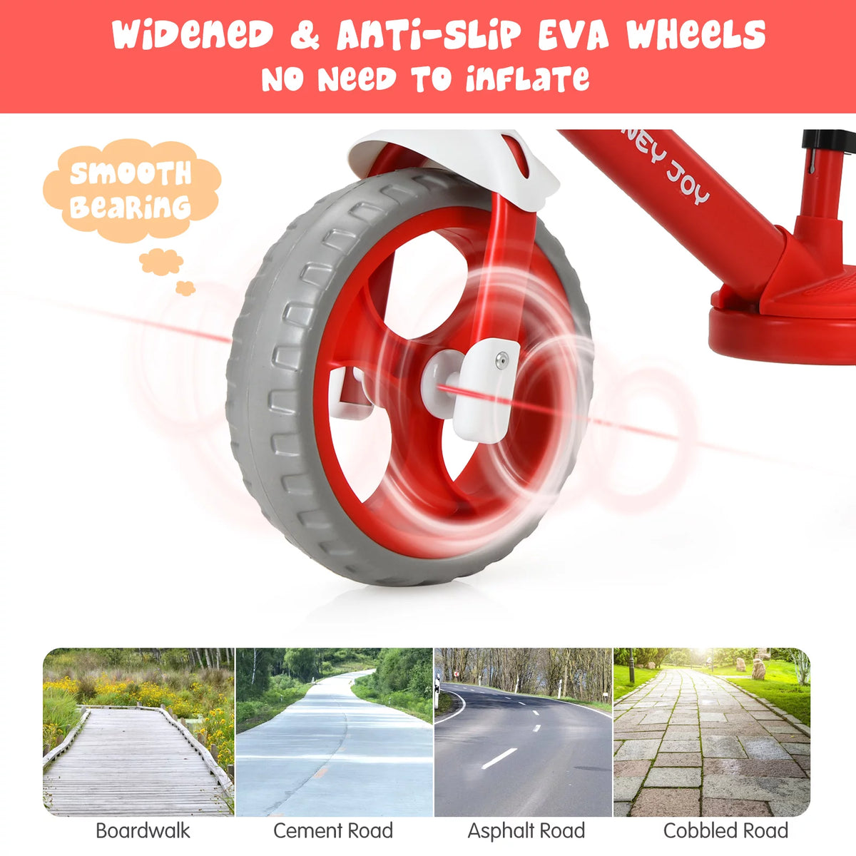 Kids Balance Bike with Feetrests Red A292
