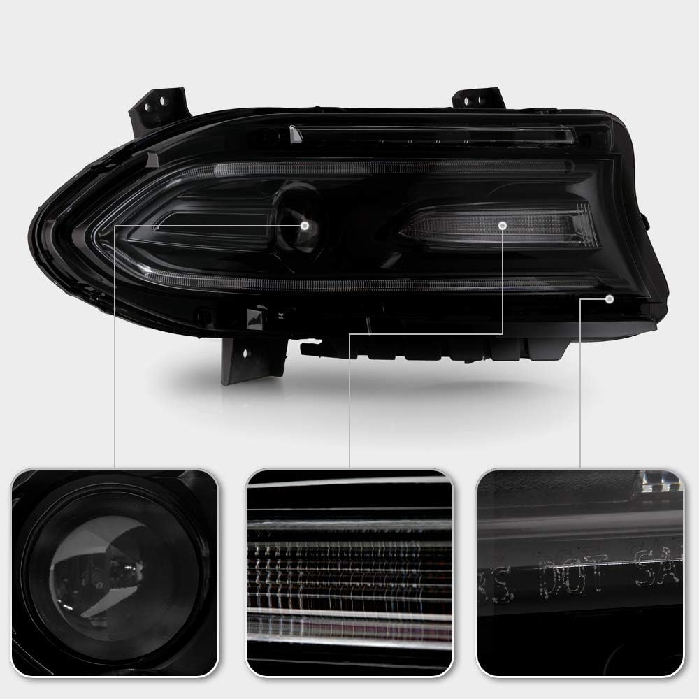 LED DRL Tube Projector Headlight Headlamp Passenger Side I3979
