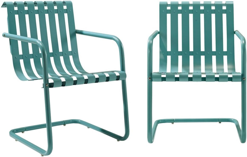 Caribbean Blue Metal Outdoor Spring Chair (Set of 2) X4757