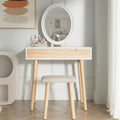Makeup Vanity Table Set with Lighted Mirror and Stool E574