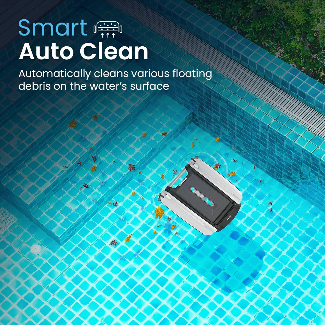 White Solar Powered Smart Robotic Pool Skimmer B630
