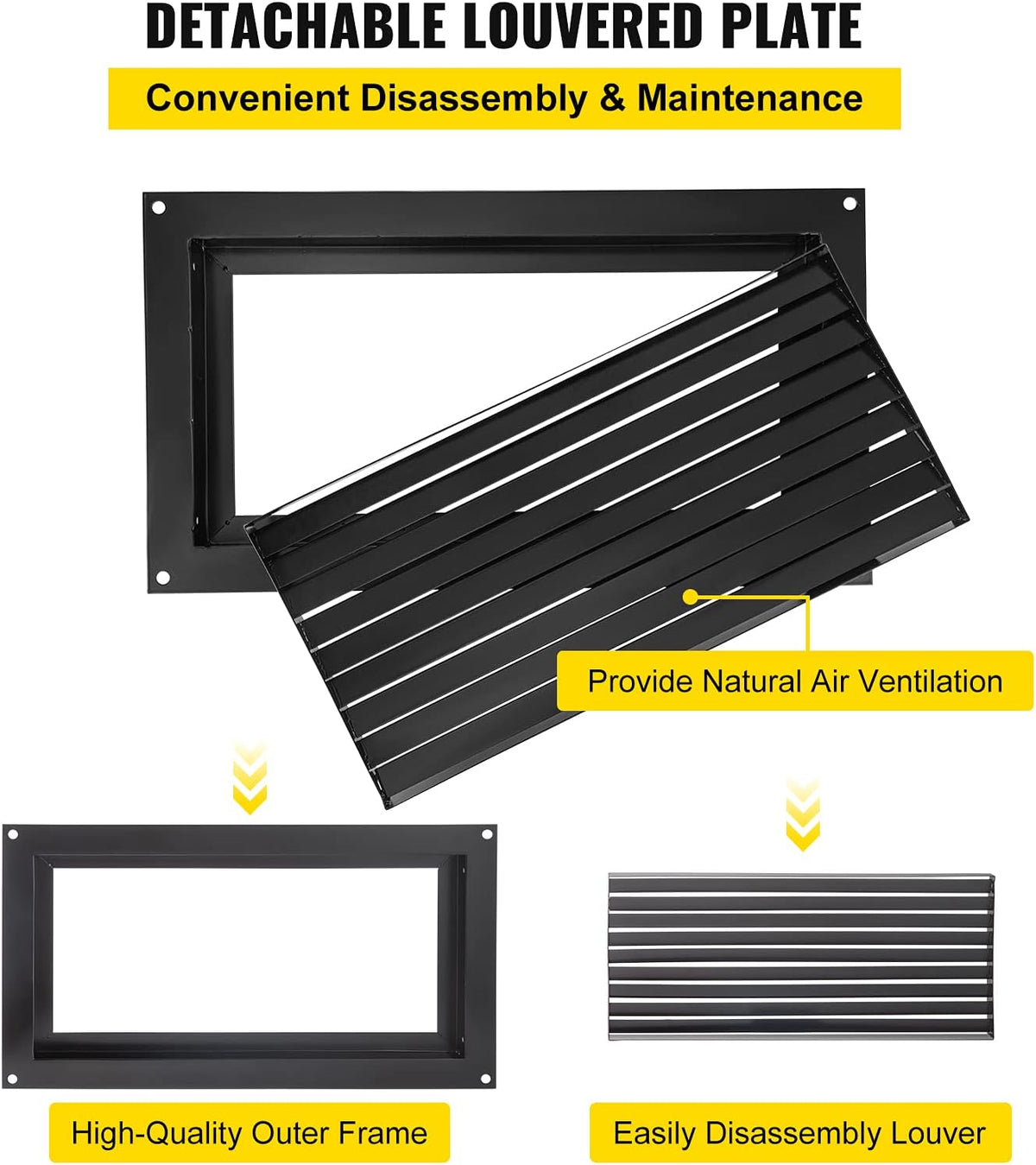 Black 8" x 16" Wall Mounted Flood Vent Q321075