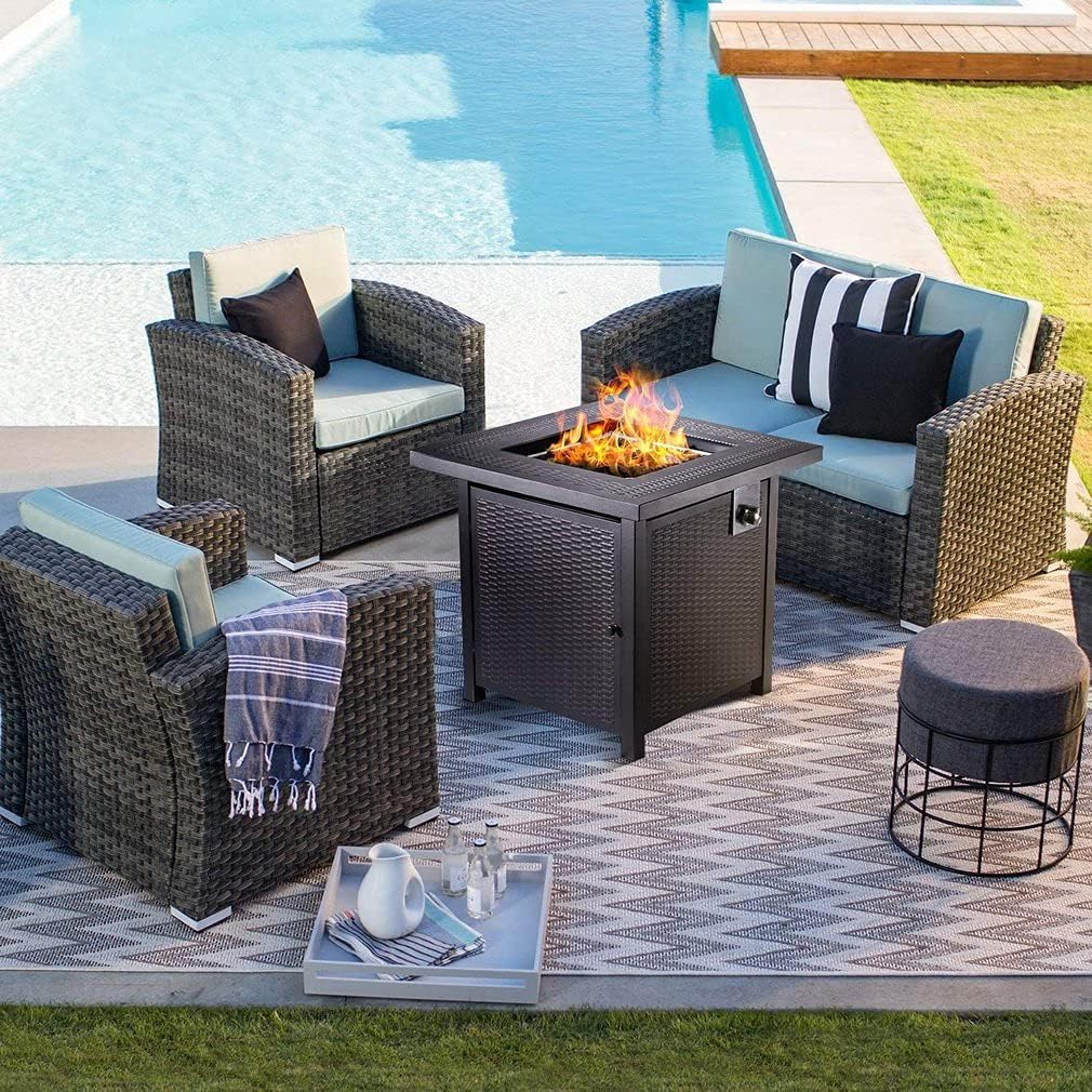 28 Inch 50,000 BTU Auto-Ignition Propane Fire Pit Table Y819178