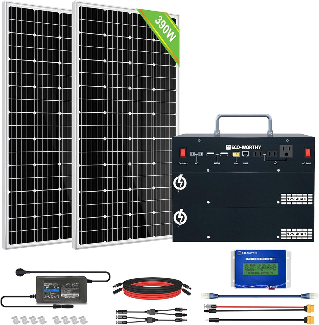 400W 1.6KWH Complete Solar Power System with 2 Solar Panels and Power Station I6982