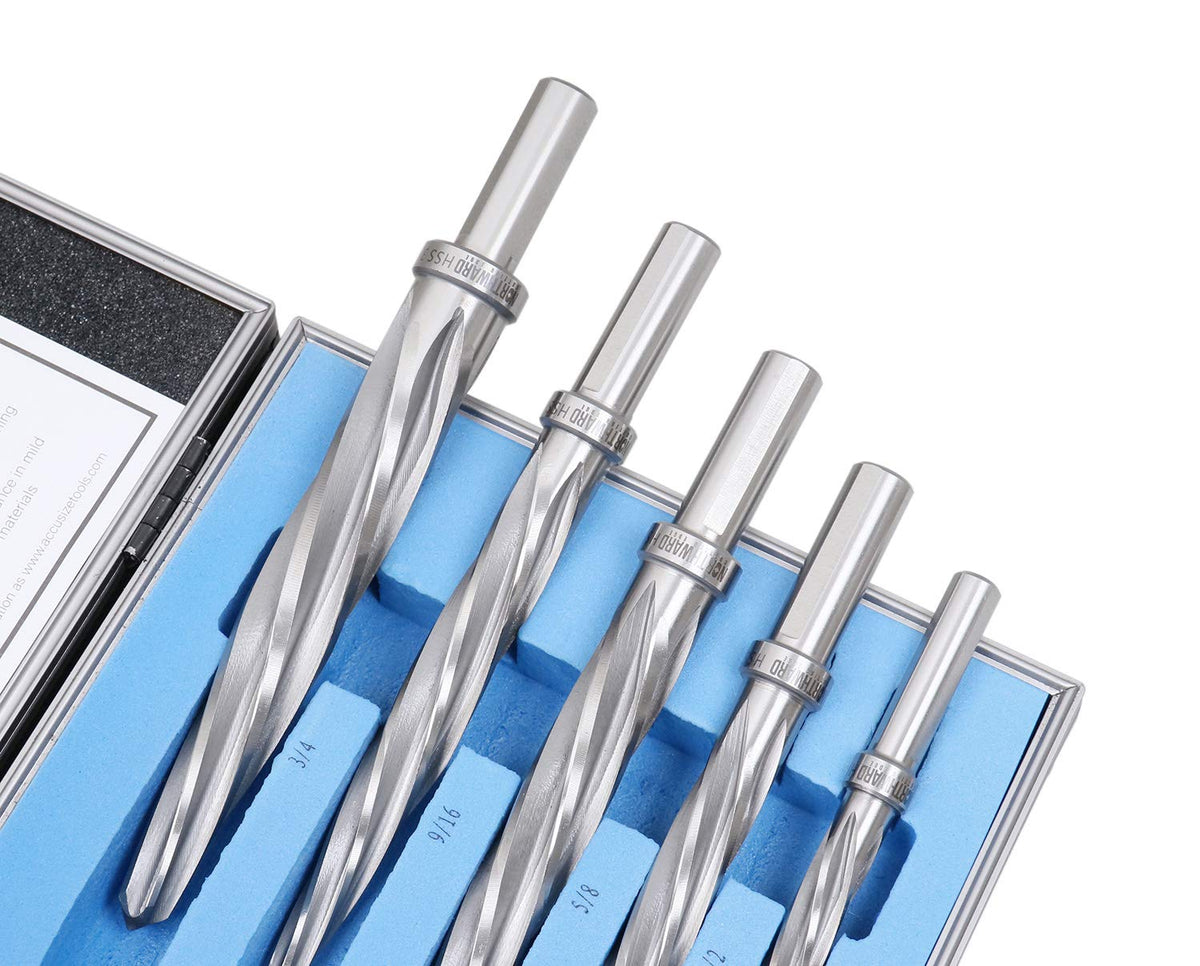 5 Pc H.S.S. Spiral Flute Car Reamer Set with Aluminum Case U552016