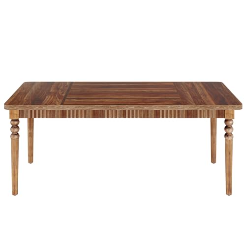Oak Rectangular Dining Table with Wood Turned Legs, 63-Inch G720
