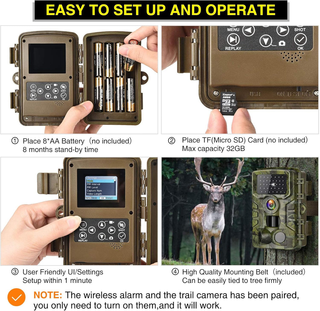 Trail Camera with Night Vision Motion Activated Waterproof Wildlife Camera Pack of 2 E930954