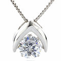 Silver Omega Dancing Stone (CZ) Pendant Rhodium Plated Chain H34276