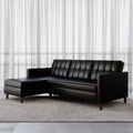 Black Faux Leather Reversible Sectional Futon with Chaise R135849