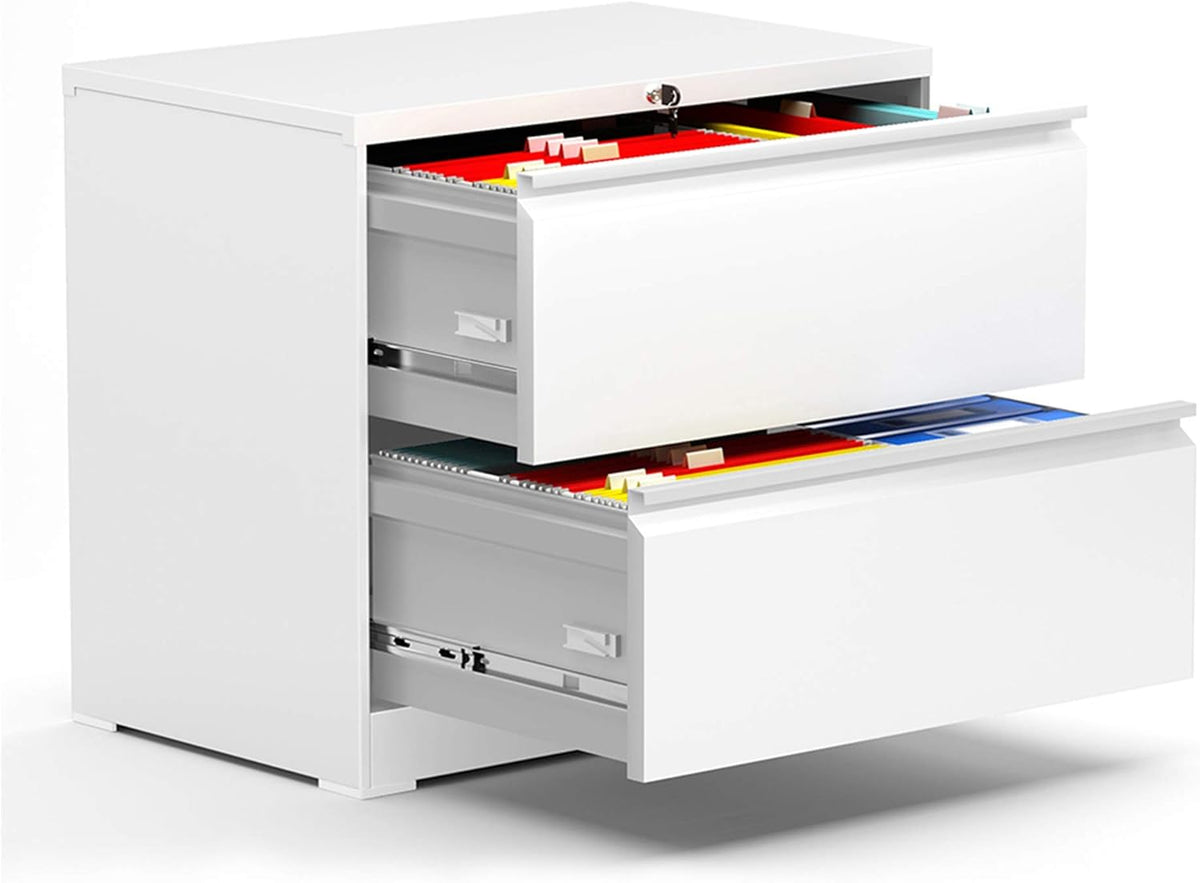 White 3 Lockable Drawer Steel Lateral File Cabinet O950