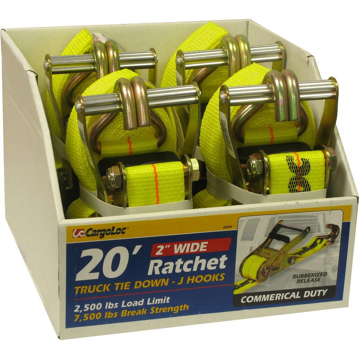 Ratchet Tie Downs 2" x 20' x 7,500 lbs with J-Hook K8133