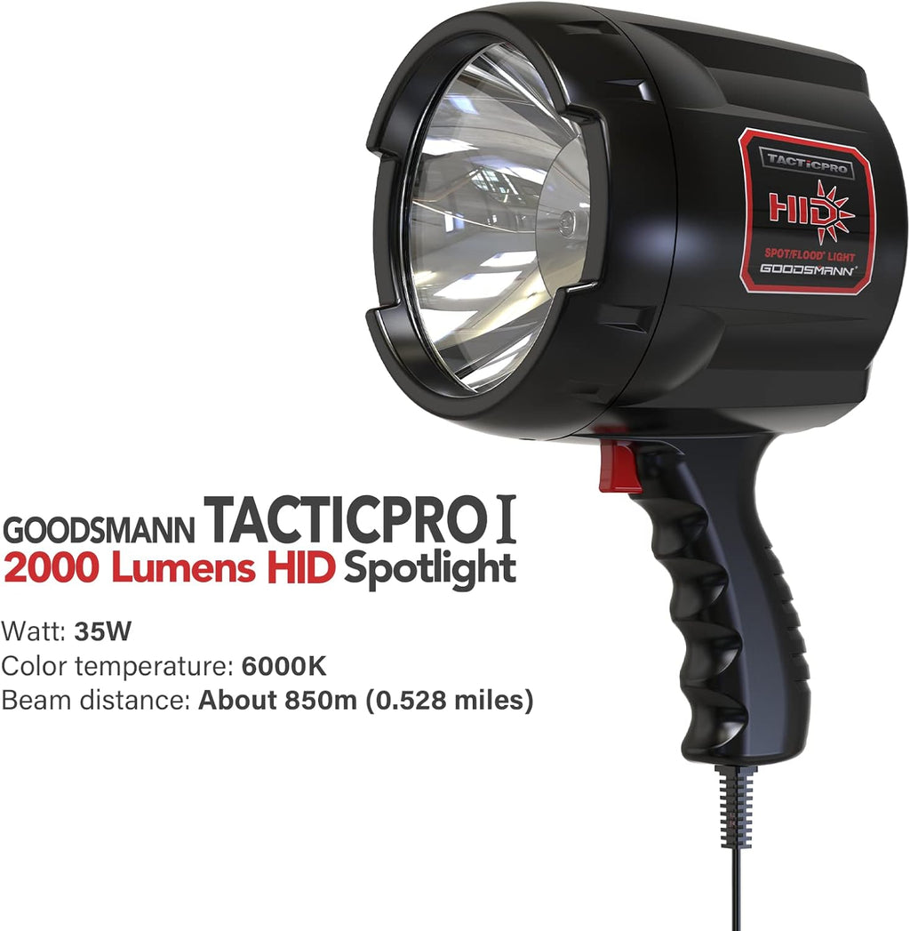 Handheld 2000 Lumen Spotlight Floodlight with 12V Car Charger and Nylon Storage Bag D177847