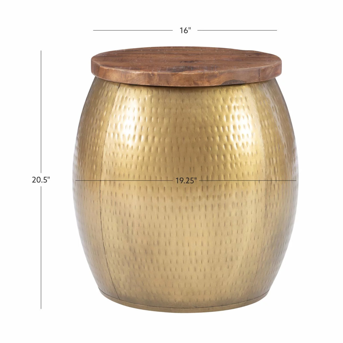 Gold Metal and Wood Storage Side Table L18446