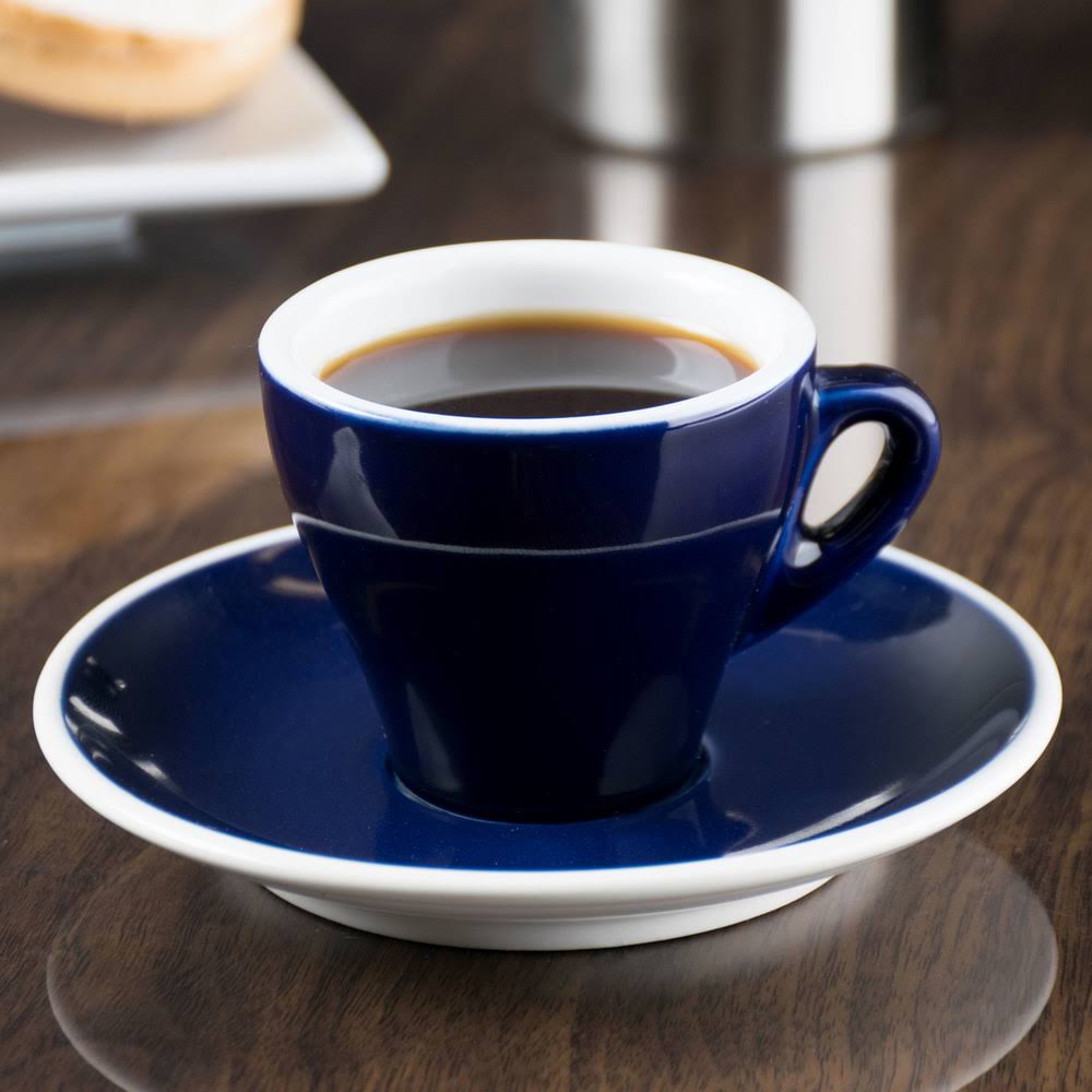 3.5 oz Blue Espresso Cup with Saucer - 48/Case G469