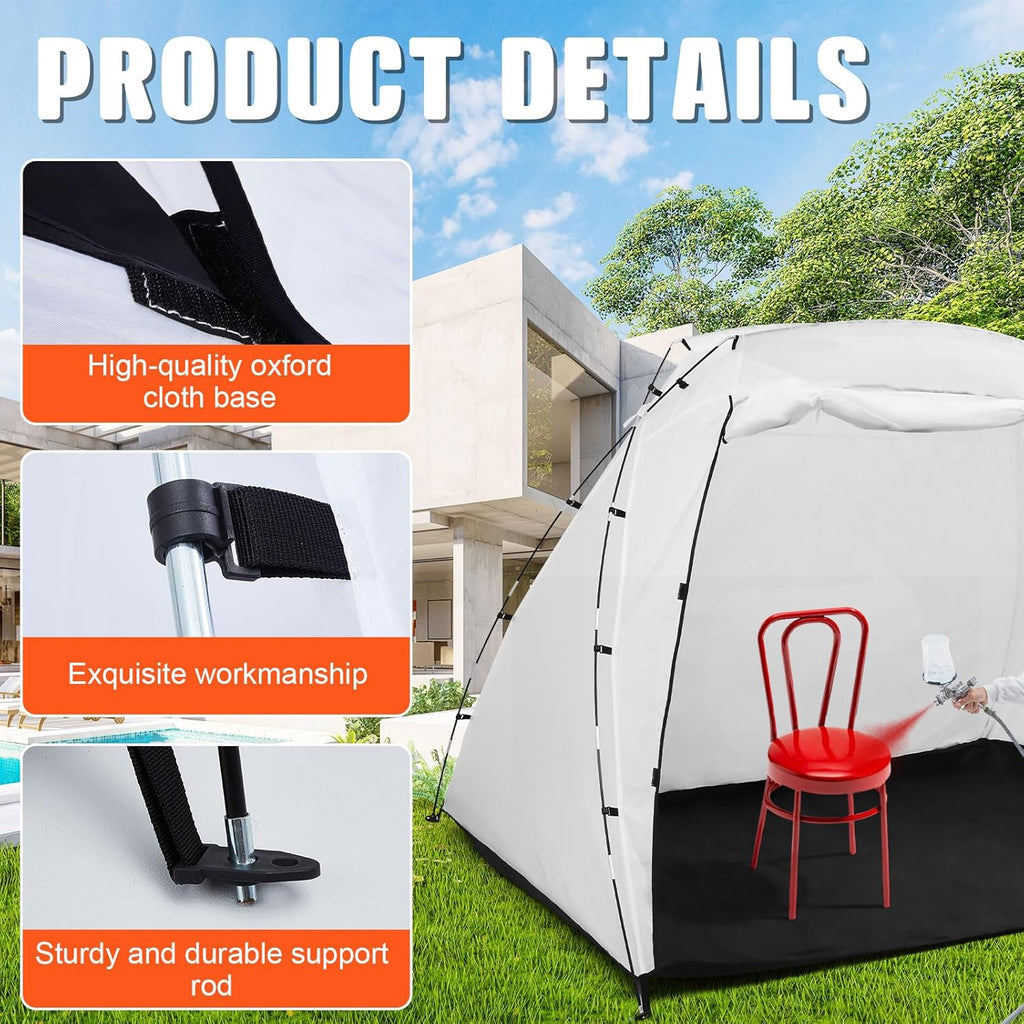 White 8.5 x 6 x 5.5 ft Portable Paint Booth Spray Paint Tent K34461