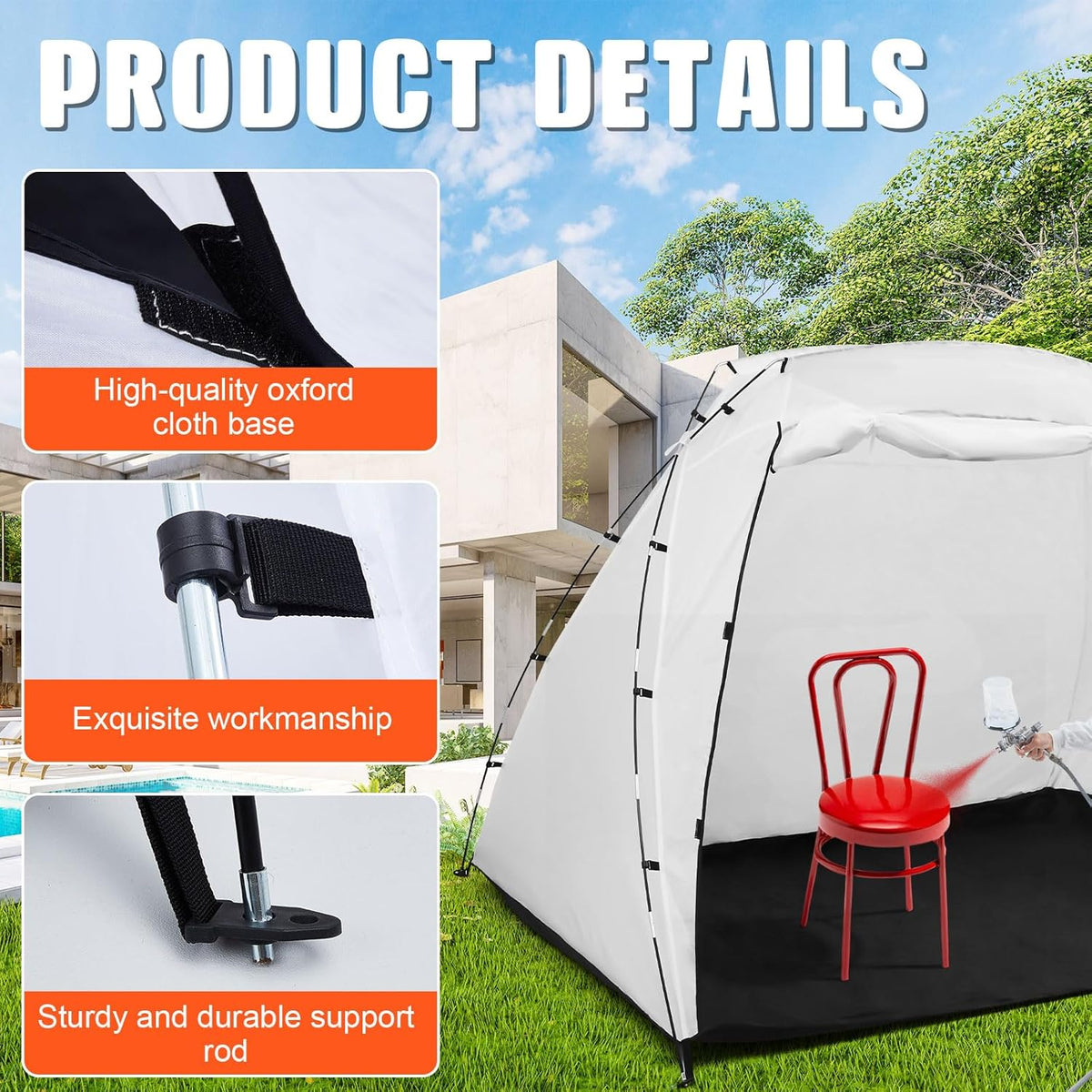 White 8.5 x 6 x 5.5 ft Portable Paint Booth Spray Paint Tent K34461