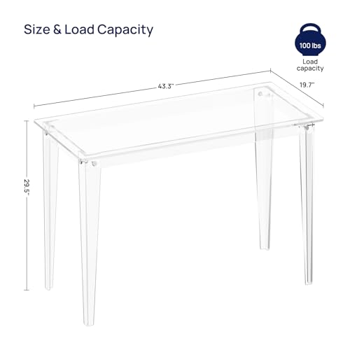 43.3 Inch Clear Acrylic Computer Desk D14296