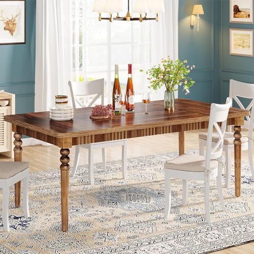 Oak Rectangular Dining Table with Wood Turned Legs, 63-Inch G720