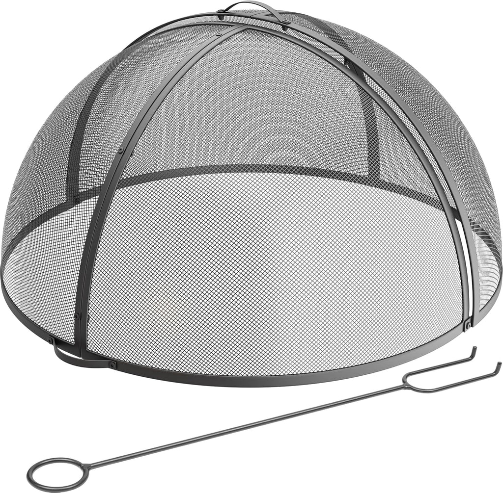 Heavy-Duty Fire Pit Spark Screen with Handle and Poker P707