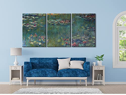 3 Panels Framed Canvas Wall Art Water Lilies B55397