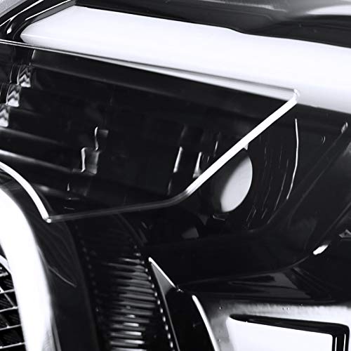 LED Light Bar Chrome Housing Clear Lens Projector Headlights Left + Right Pair Headlamps Assembly F484953