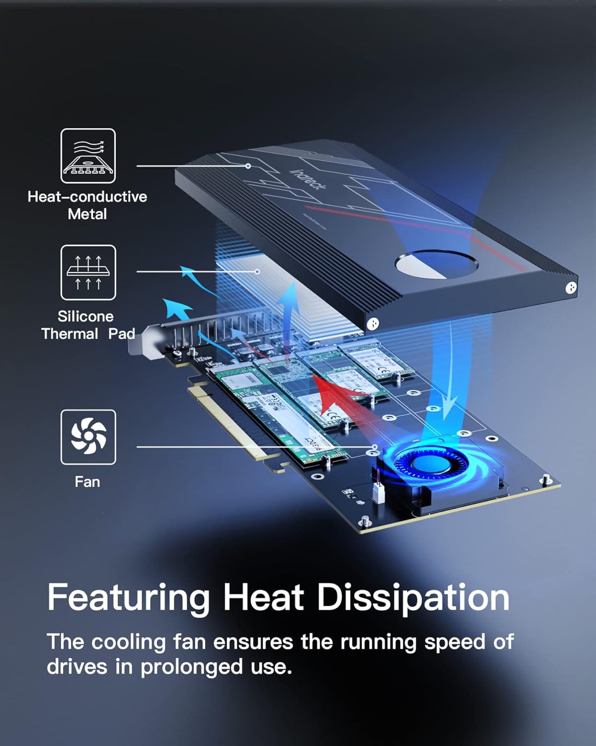 PCIe x16 to M.2 Card with Cooling Fan H52868