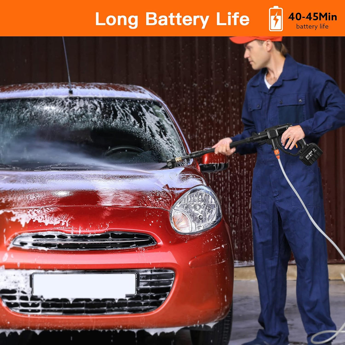 Cordless Pressure Washer with 5-in-1 Spray Nozzle H9777