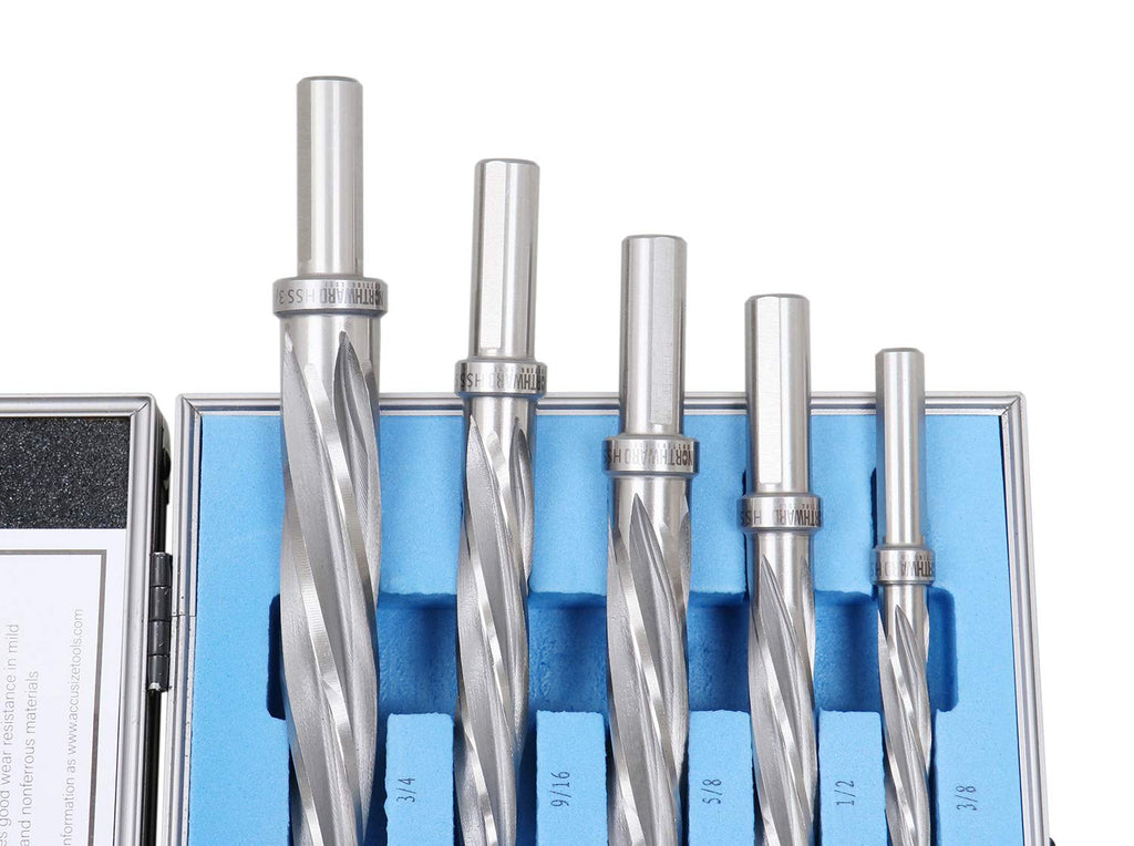 5 Pc H.S.S. Spiral Flute Car Reamer Set with Aluminum Case U552016