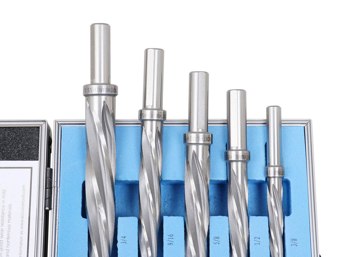 5 Pc H.S.S. Spiral Flute Car Reamer Set with Aluminum Case U552016